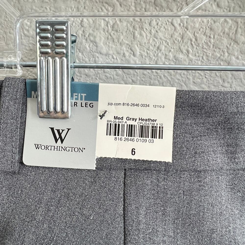 NEW Wortington Heather Gray Mid Rise Trouser Pant Women's 6 Modern Fit Stretch - Picture 6 of 9
